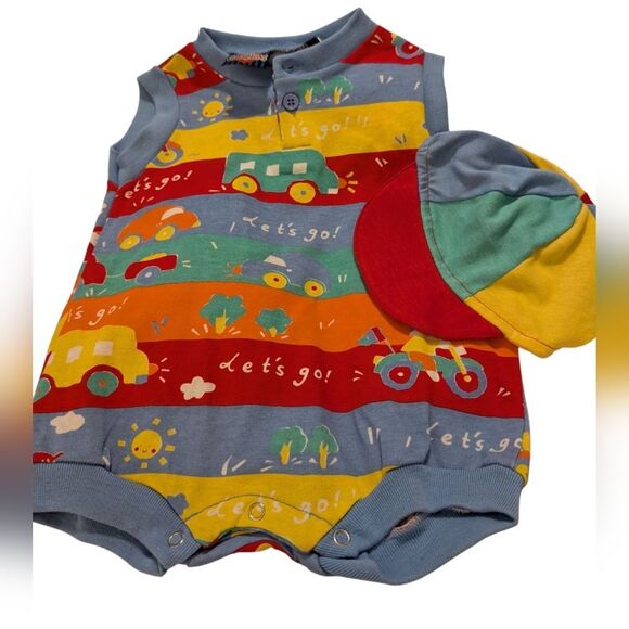 Vintage Infant Vehicle‎ Theme Outfit Set Size 3/6 Months NWT Hat - Picture 1 of 8